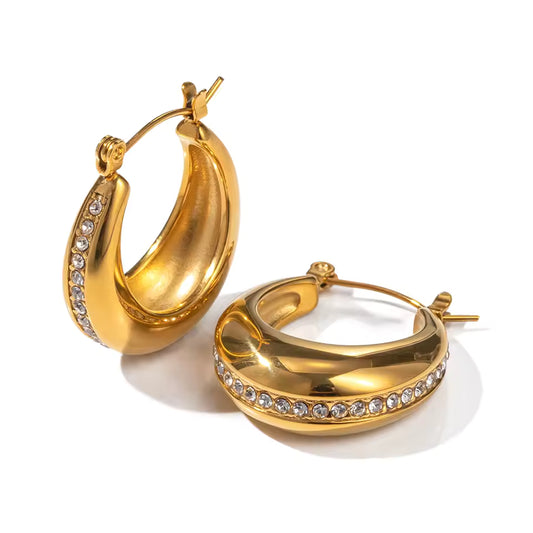 Cubic Zirconia Chubby Hoops Earrings