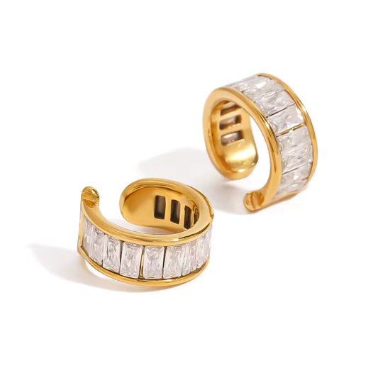 White Zircon C-shape Ear Cuffs